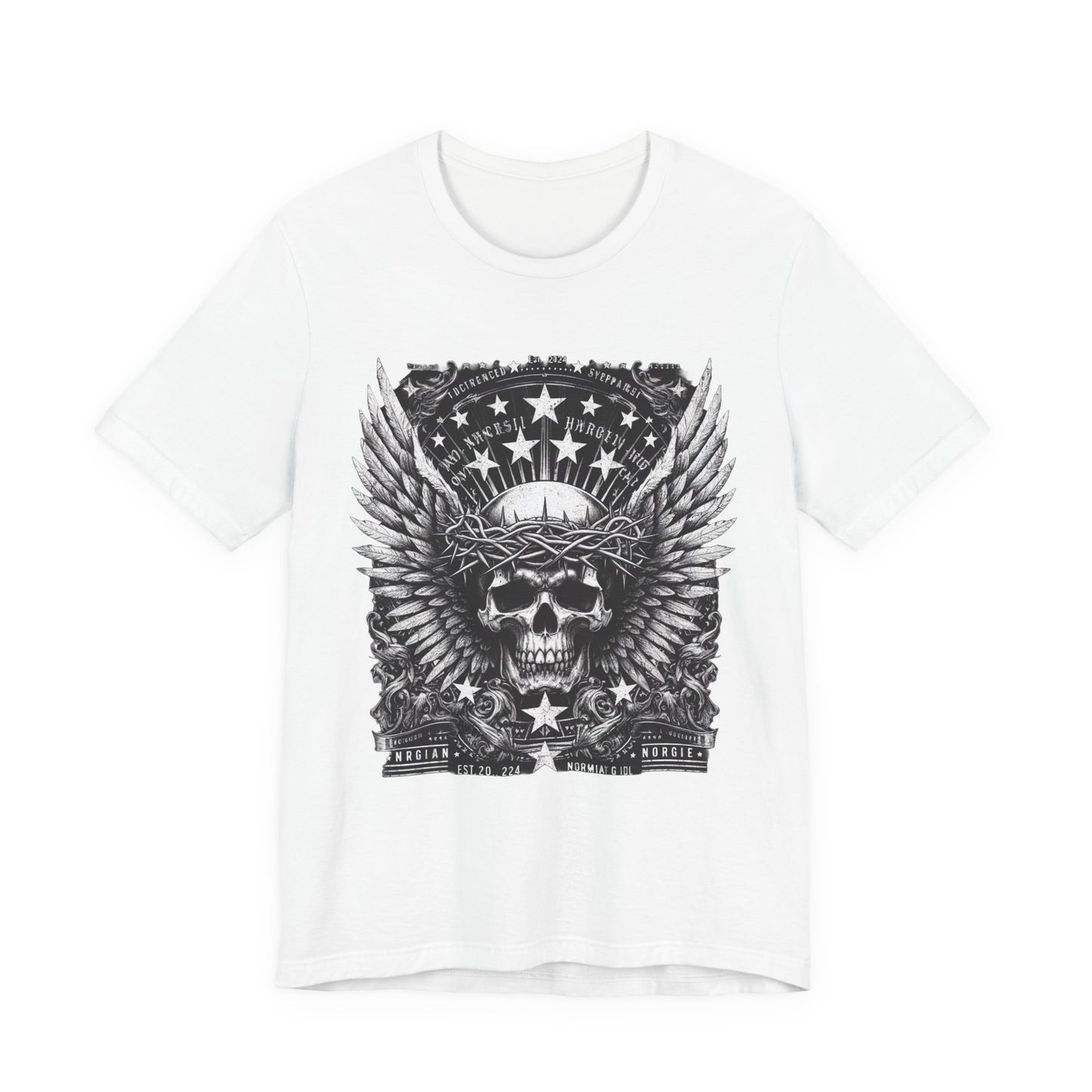 Skull Wings Tee — Gothic Skull with Crown of Thorns & Stars Graphic T-Shirt