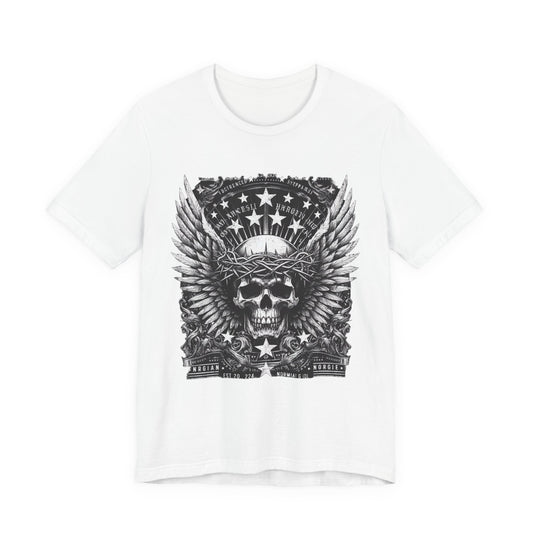 Skull Wings Tee — Gothic Skull with Crown of Thorns & Stars Graphic T-Shirt