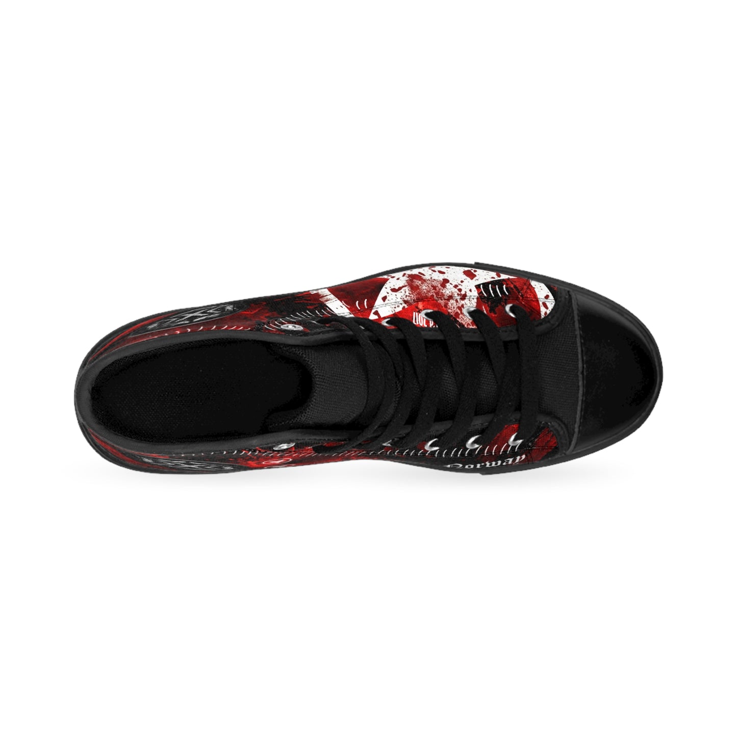 Skull & Nordic Symbol High-Top Sneakers — Gothic Red Black Men’s Sneakers