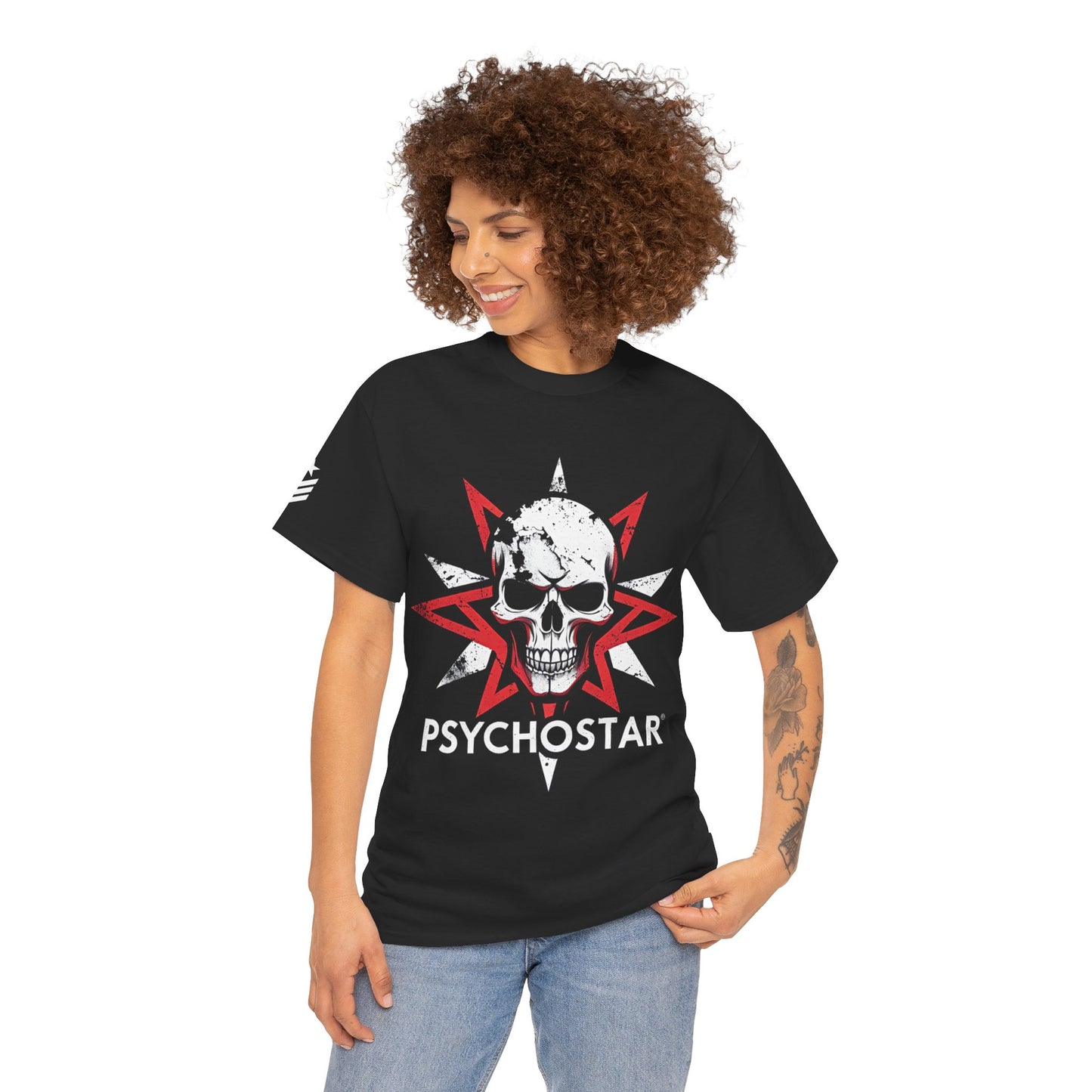 Psychostar Skull Tee — Gothic Punk Skull Graphic T-Shirt
