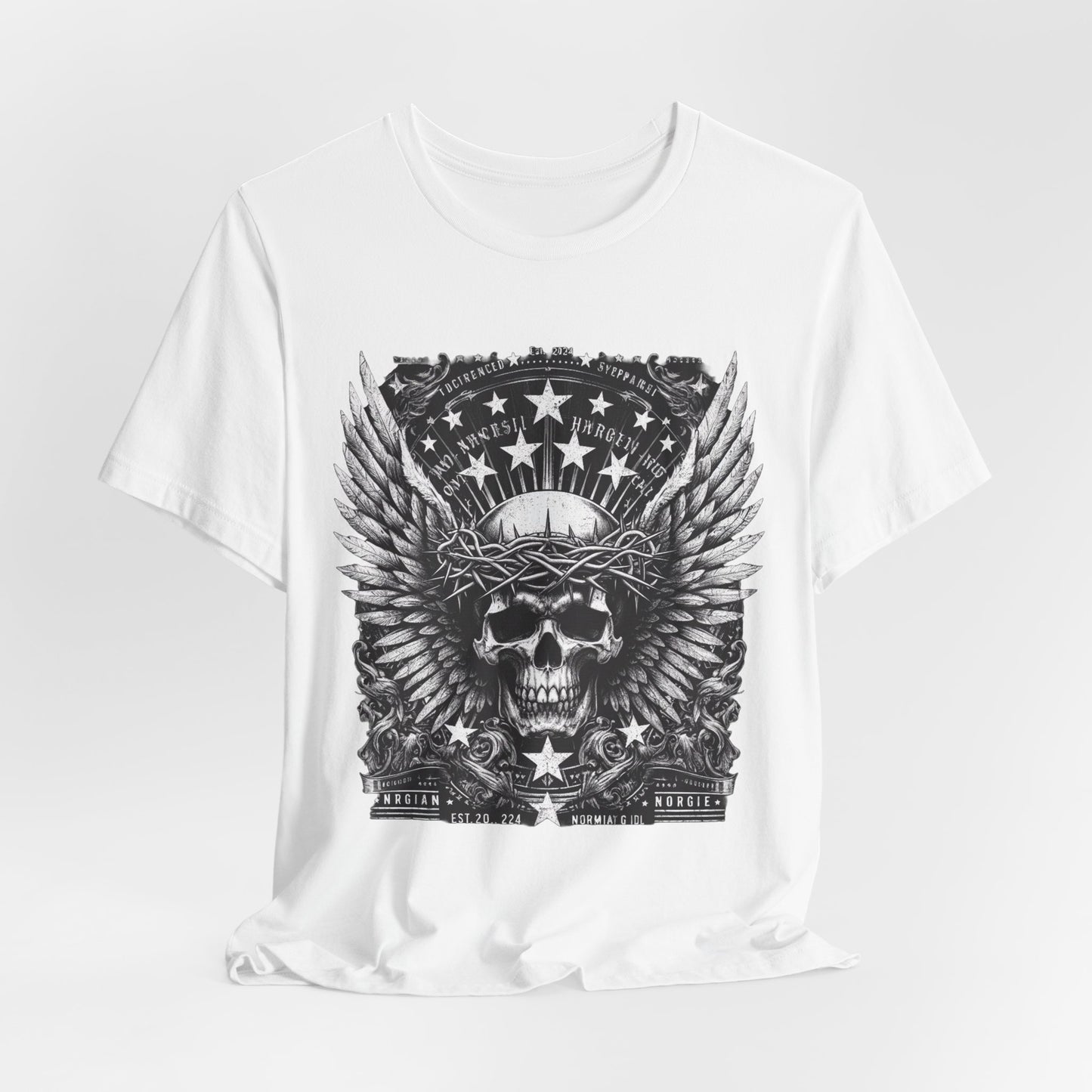 Skull Wings Tee — Gothic Skull with Crown of Thorns & Stars Graphic T-Shirt