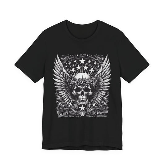 Skull Wings Tee — Gothic Skull with Crown of Thorns & Stars Graphic T-Shirt