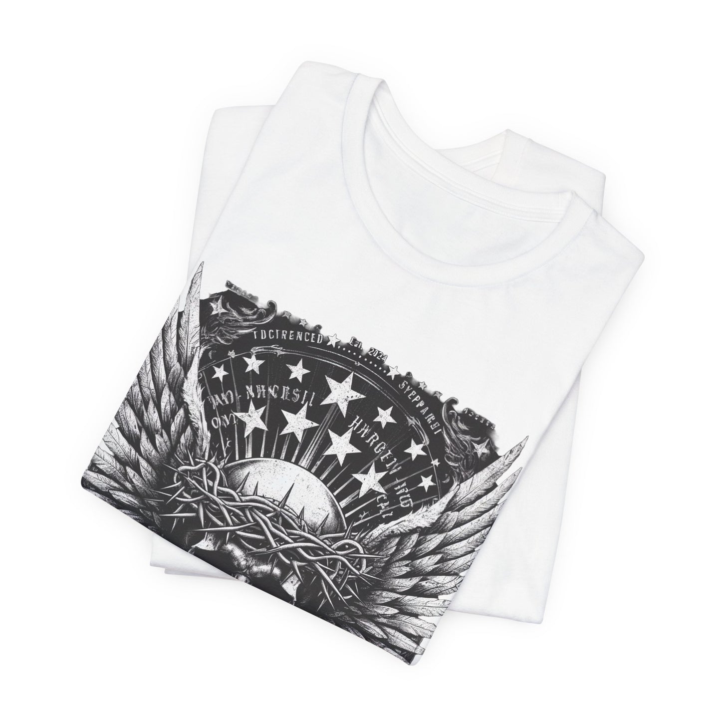Skull Wings Tee — Gothic Skull with Crown of Thorns & Stars Graphic T-Shirt