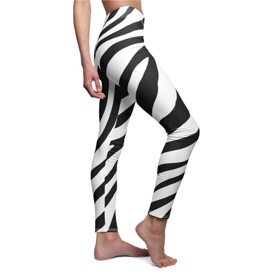 Zebra Print Women's Leggings — Black & White Animal-Stripe AOP